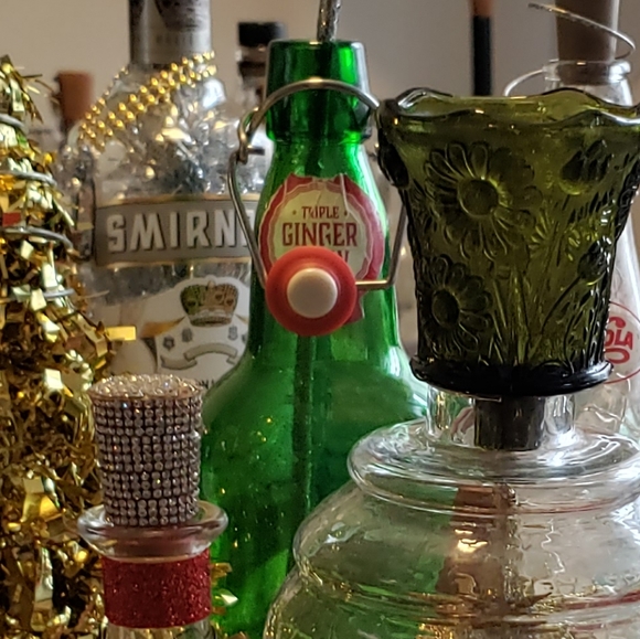 Vintage Ginger Beer green bottle with fitted string lights - Picture 4 of 5